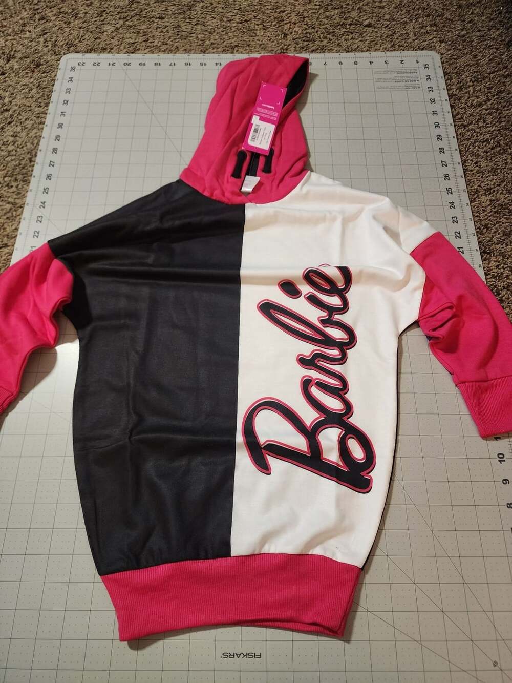 Barbie Hooded Dress Size 5/6 Years Black Pink White